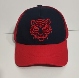 RED and NAVY BLUE  Embroidere Tiger  Full Expression Adjustable Baseball Cap...